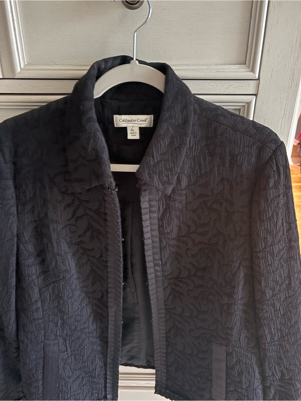 Coldwater Creek Black Textured Open-Front Blazer